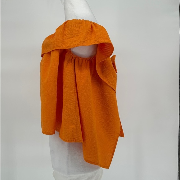 Lauren James Off Shoulder Bow Back Orange Top XS Boho Cottagecore Summer Blouse - Picture 5 of 7